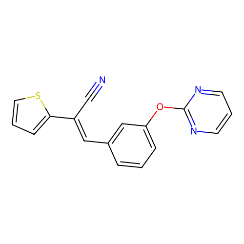 (E)-3-[3-(2-pyrimidinyloxy)phenyl]-2-(2-thienyl)-2-propenenitrile structure