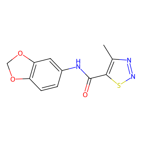 N-(1,3-benzodioxol-5-yl)-4-methylthiadiazole-5-carboxamide structure