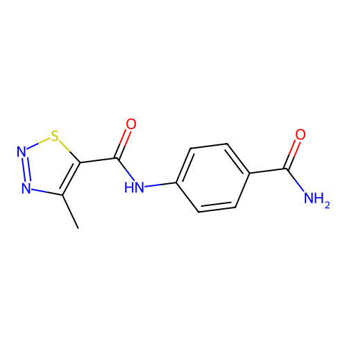 N-(4-carbamoylphenyl)-4-methylthiadiazole-5-carboxamide structure