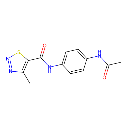 N-(4-acetamidophenyl)-4-methylthiadiazole-5-carboxamide structure