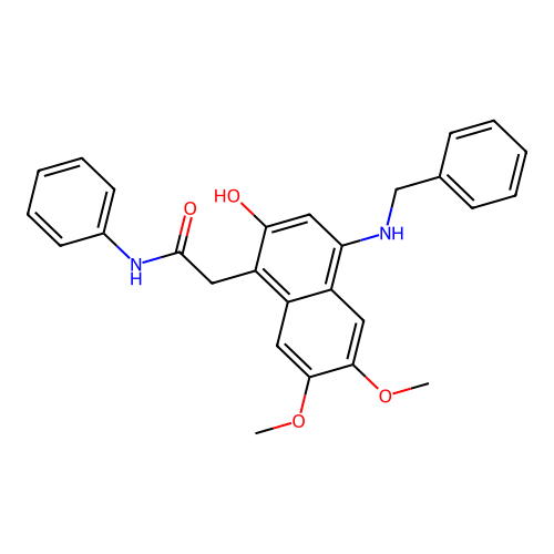 2-(4-(benzylamino)-2-hydroxy-6,7-dimethoxynaphthalen-1-yl)-N-phenylacetamide structure