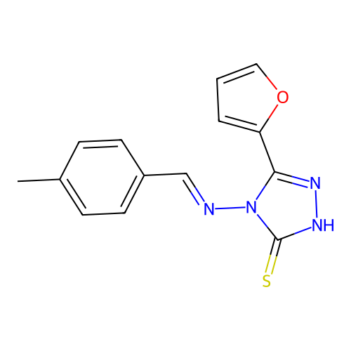 3-(furan-2-yl)-4-[(E)-(4-methylphenyl)methylideneamino]-1H-1,2,4-triazole-5-thione structure