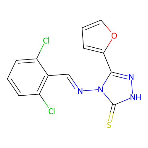 4-((2,6-Dichlorobenzylidene)amino)-5-(2-furyl)-4H-1,2,4-triazole-3-thiol structure