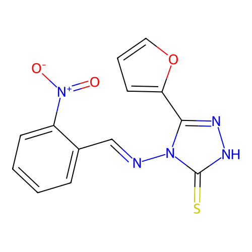 5-(2-Furyl)-4-((2-nitrobenzylidene)amino)-4H-1,2,4-triazole-3-thiol structure
