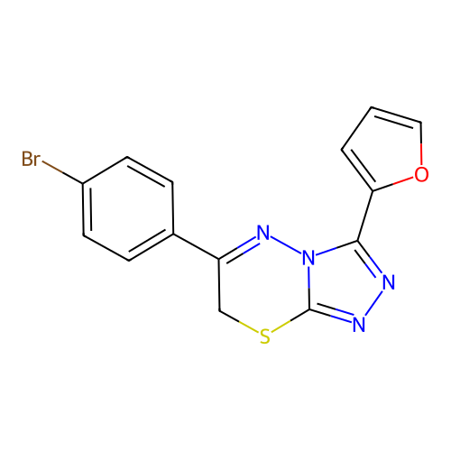 6-(4-bromophenyl)-3-(furan-2-yl)-7H-[1,2,4]triazolo[3,4-b][1,3,4]thiadiazine structure