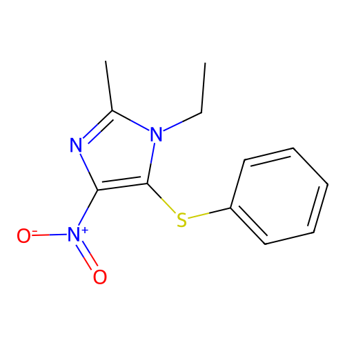 1-Ethyl-2-methyl-4-nitro-5-phenylsulfanylimidazole structure