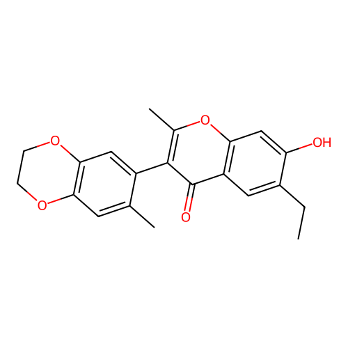 6-ethyl-7-hydroxy-2-methyl-3-(7-methyl-2,3-dihydrobenzo[b][1,4]dioxin-6-yl)-4H-chromen-4-one structure