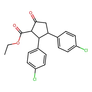 Ethyl 2,3-bis(4-chlorophenyl)-5-oxocyclopentanecarboxylate structure