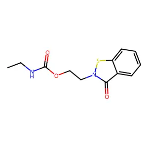 Ethylcarbamic acid 2-(3-oxo-1,2-benzisothiazol-2(3H)-yl)ethyl ester structure
