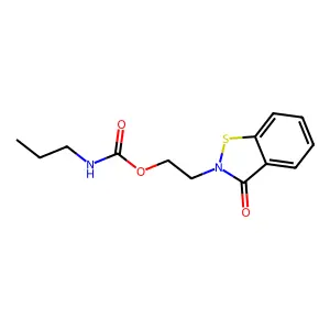 Propylcarbamic acid 2-(3-oxo-1,2-benzisothiazol-2(3H)-yl)ethyl ester structure