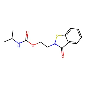 Isopropylcarbamic acid 2-(3-oxo-1,2-benzisothiazol-2-yl)ethyl ester structure