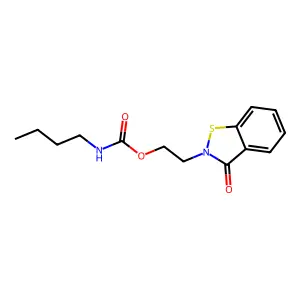 Butylcarbamic acid 2-(3-oxo-1,2-benzisothiazol-2(3H)-yl)ethyl ester structure