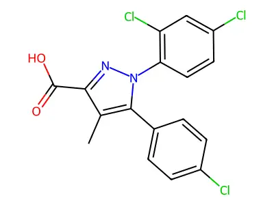 5-(4-Chlorophenyl)-1-(2,4-dichlorophenyl)-4-methyl-1H-pyrazole-3-carboxylic acid structure