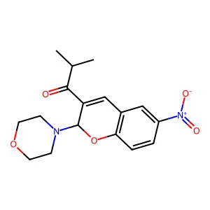 2-methyl-1-(2-morpholin-4-yl-6-nitro-2H-chromen-3-yl)propan-1-one structure