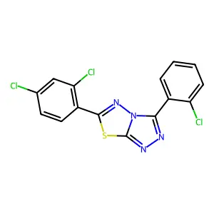 3-(2-chlorophenyl)-6-(2,4-dichlorophenyl)-[1,2,4]triazolo[3,4-b][1,3,4]thiadiazole structure
