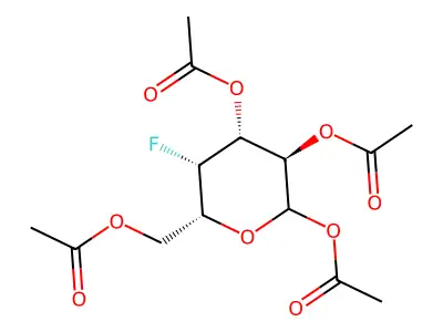 Glucopyranose, 4-deoxy-4-fluoro-, tetraacetate, beta-d- structure