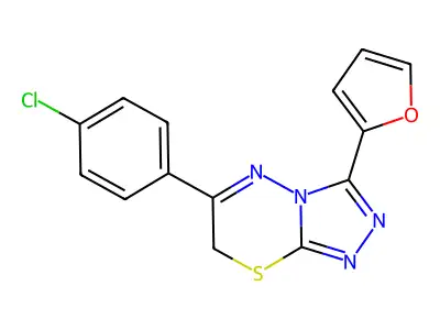 6-(4-chlorophenyl)-3-(furan-2-yl)-7H-[1,2,4]triazolo[3,4-b][1,3,4]thiadiazine structure