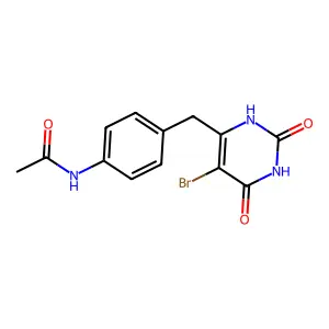 N-[4-[(5-bromo-2,4-dioxo-1H-pyrimidin-6-yl)methyl]phenyl]acetamide structure
