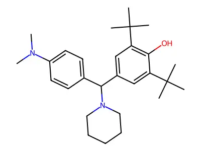 2,6-Di-tert-butyl-4-((4-(dimethylamino)phenyl)(piperidin-1-yl)methyl)phenol structure