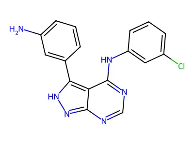 3-(3-aminophenyl)-N-(3-chlorophenyl)-1H-pyrazolo[3,4-d]pyrimidin-4-amine structure