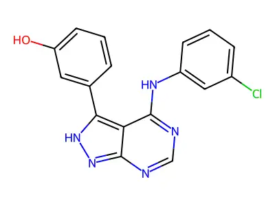 3-(3-Hydroxy-phenyl)-4-(3-chloro-phenylamino)-1H-pyrazolo[3,4-d]pyrimidine structure