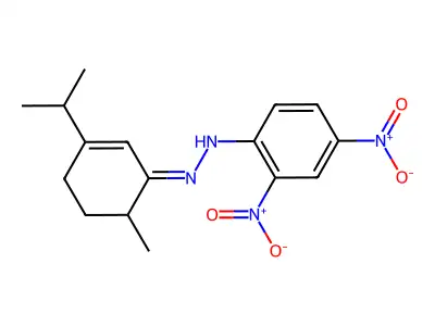 N-[(6-methyl-3-propan-2-ylcyclohex-2-en-1-ylidene)amino]-2,4-dinitroaniline structure