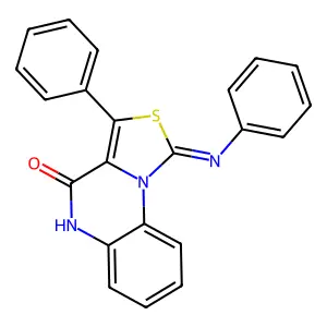 3-phenyl-1-phenylimino-5H-[1,3]thiazolo[3,4-a]quinoxalin-4-one structure