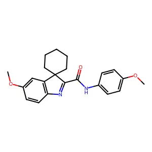 5'-methoxy-N-(4-methoxyphenyl)spiro[cyclohexane-1,3'-indole]-2'-carboxamide structure