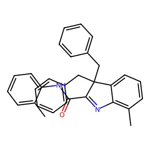 3,3-dibenzyl-7-methyl-N-(2-methylphenyl)indole-2-carboxamide structure