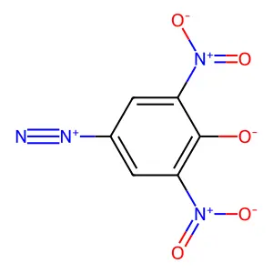 4-Diazonio-2,6-dinitrophenolate structure