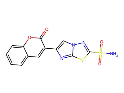 Imidazo(2,1-b)-1,3,4-thiadiazole-2-sulfonamide, 6-(2-oxo-2H-1-benzopyran-3-yl)- structure