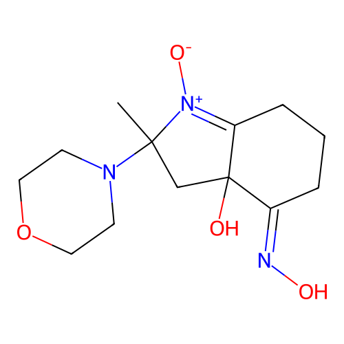 (4E)-4-hydroxyimino-2-methyl-2-morpholin-4-yl-1-oxido-3,5,6,7-tetrahydroindol-1-ium-3a-ol structure