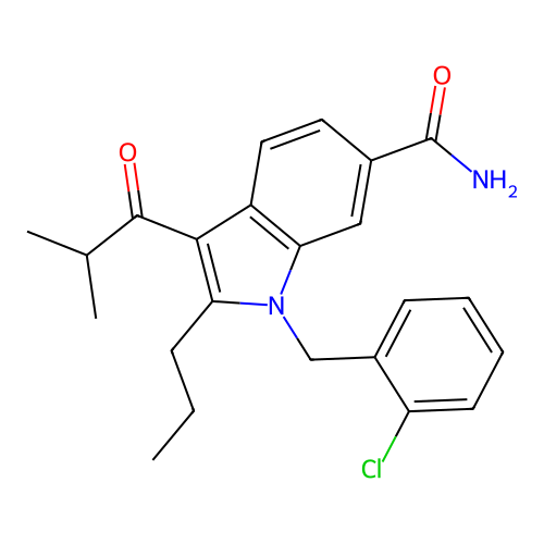 1H-Indole-6-carboxamide, 1-((2-chlorophenyl)methyl)-3-(2-methyl-1-oxopropyl)-2-propyl- structure