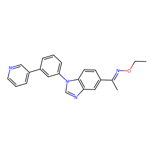 (E)-1-(1-(3-(Pyridin-3-yl)phenyl)-1H-benzo(d)imidazol-5-yl)ethanone O-ethyl oxime structure
