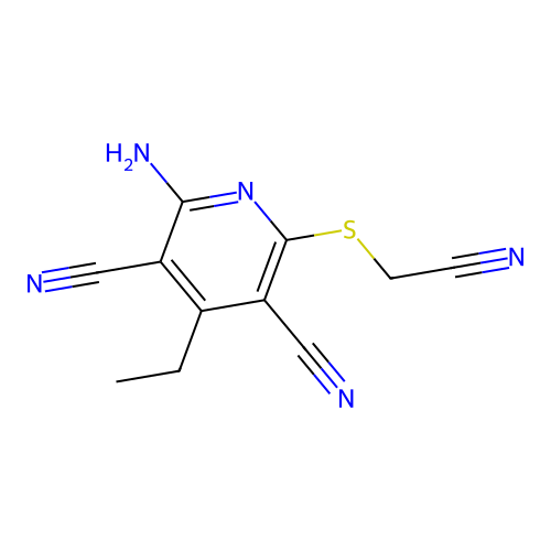 6-Amino-2-(cyanomethylthio)-4-ethylpyridine-3,5-dicarbonitrile structure