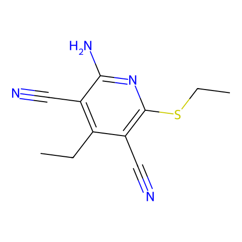 2-Amino-4-ethyl-6-(ethylsulfanyl)pyridine-3,5-dicarbonitrile structure