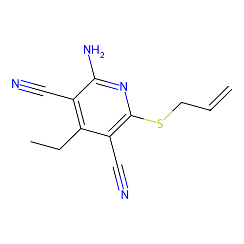 6-Amino-4-ethyl-2-prop-2-enylthiopyridine-3,5-dicarbonitrile structure