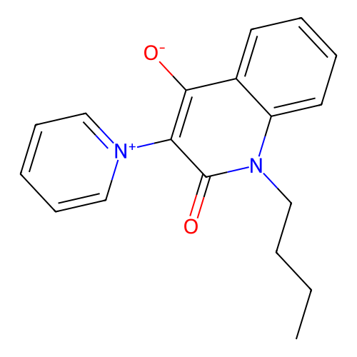 1-Butyl-2-oxo-3-(pyridinium-1-yl)-1,2-dihydroquinolin-4-olate structure