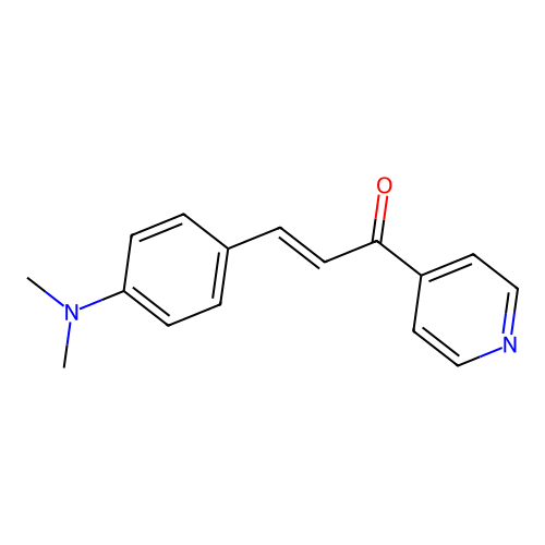 (E)-3-(4-dimethylaminophenyl)-1-(4-pyridyl)prop-2-en-1-one structure