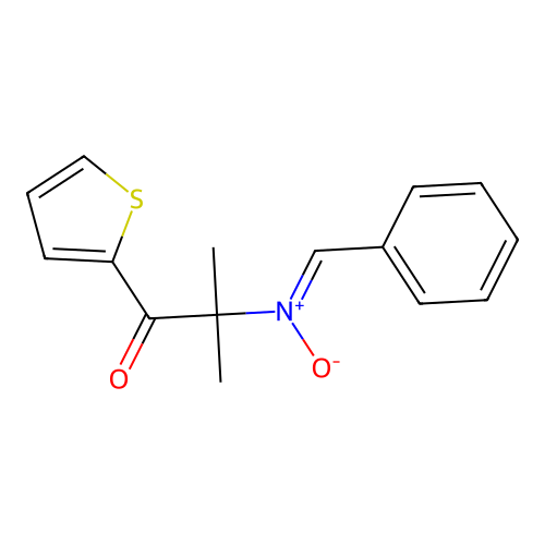 (Z)-N-benzylidene-2-methyl-1-oxo-1-(thiophen-2-yl)propan-2-amine oxide structure