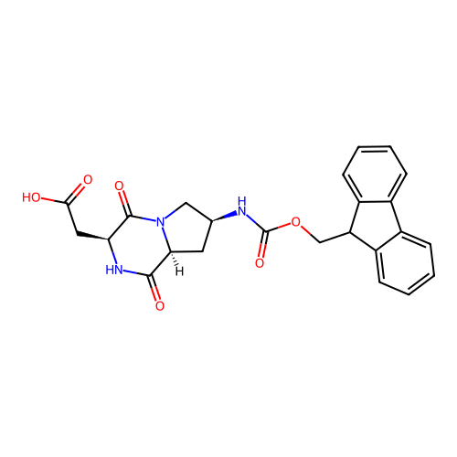 2-[(3S,7S,8aS)-7-(9H-fluoren-9-ylmethoxycarbonylamino)-1,4-dioxo-2,3,6,7,8,8a-hexahydropyrrolo[1,2-a]pyrazin-3-yl]acetic acid structure