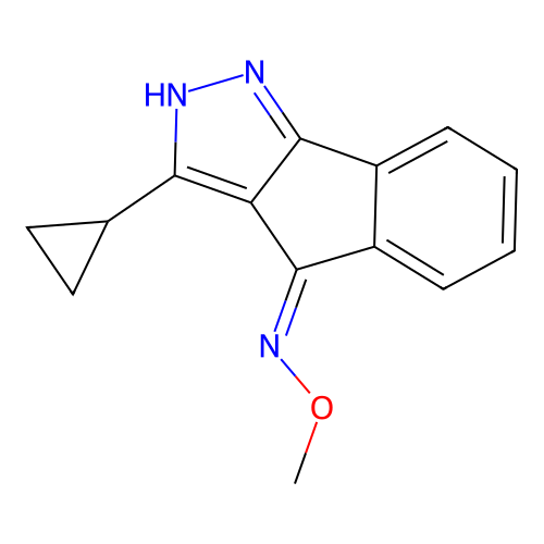 3-cyclopropyl-N-methoxy-2H-indeno[1,2-c]pyrazol-4-imine structure