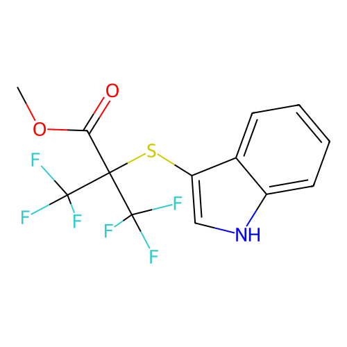 Methyl 3,3,3-trifluoro-2-(1H-indol-3-ylsulfanyl)-2-(trifluoromethyl)propanoate structure