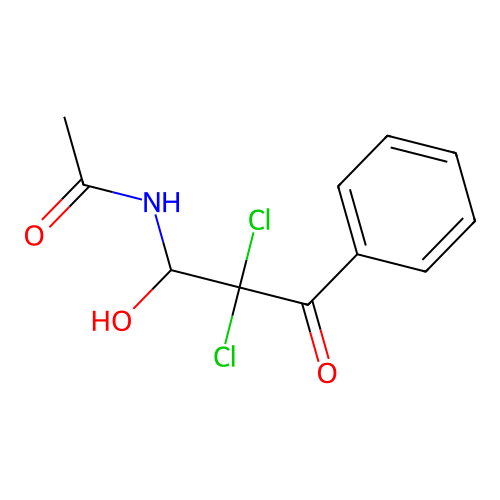 N-(2,2-dichloro-1-hydroxy-3-oxo-3-phenylpropyl)acetamide structure