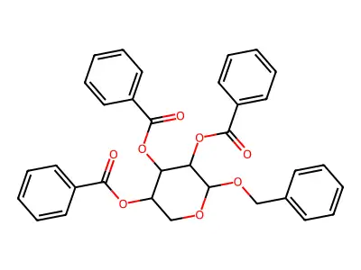 Benzyl 2,3,4-tri-O-benzoylpentopyranoside structure