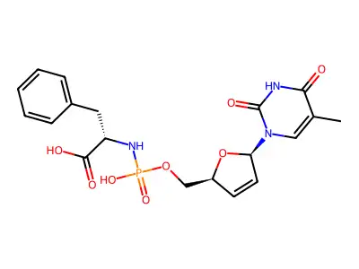 L-Phenylalanine, N-(2',3'-didehydro-3'-deoxy-5'-thymidylyl)- structure