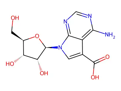 4-Amino-7-beta-D-ribofuranosyl-7H-pyrrolo[2,3-d]pyrimidine-5-carboxylic acid structure