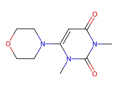 1,3-dimethyl-6-morpholino-2,4(1H,3H)-pyrimidinedione structure