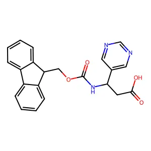 (3R)-3-({[(9H-fluoren-9-yl)methoxy]carbonyl}amino)-3-(pyrimidin-5-yl)propanoic acid structure