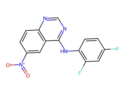 N-(2,4-difluorophenyl)-6-nitro-4-quinazolinamine structure